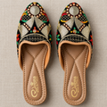 Women's black multicolor embroidered jutti with traditional Indian design